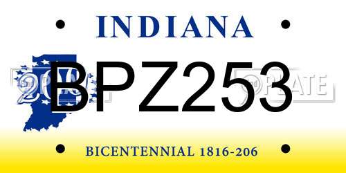 BPZ253 Indiana License Plate