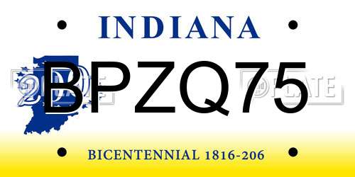BPZQ75 Indiana License Plate