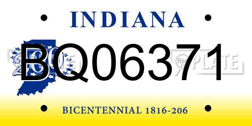 BQ06371 Indiana License Plate