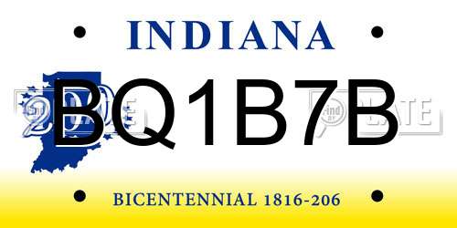 BQ1B7B Indiana License Plate
