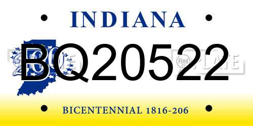BQ20522 Indiana License Plate