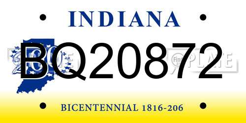BQ20872 Indiana License Plate