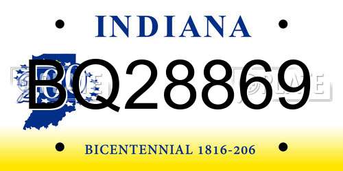 BQ28869 Indiana License Plate