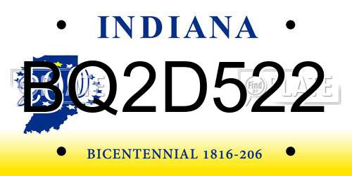 BQ2D522 Indiana License Plate