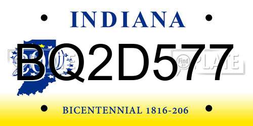 BQ2D577 Indiana License Plate