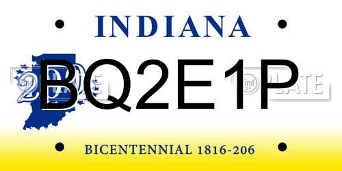 BQ2E1P Indiana License Plate