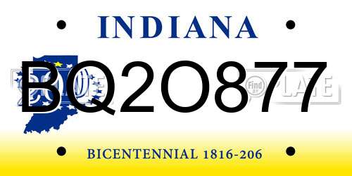 BQ2O877 Indiana License Plate