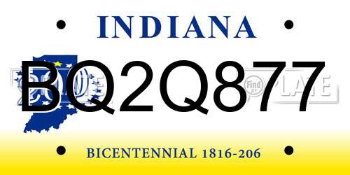 BQ2Q877 Indiana License Plate