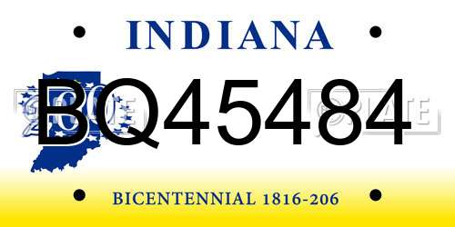 BQ45484 Indiana License Plate