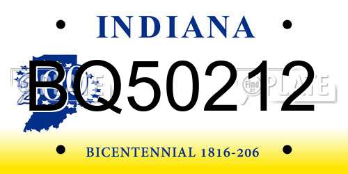 BQ50212 Indiana License Plate