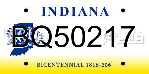 BQ50217 Indiana License Plate