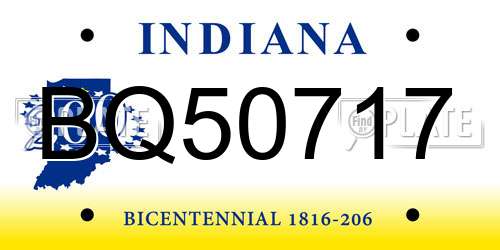 BQ50717 Indiana License Plate