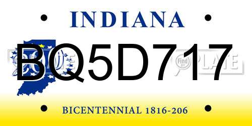 BQ5D717 Indiana License Plate