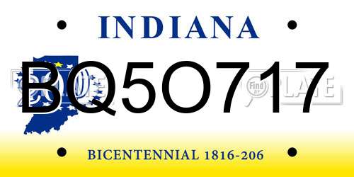 BQ5O717 Indiana License Plate