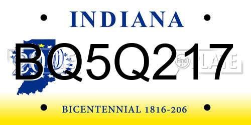 BQ5Q217 Indiana License Plate