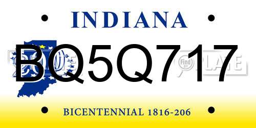 BQ5Q717 Indiana License Plate