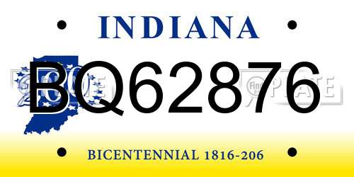 BQ62876 Indiana License Plate