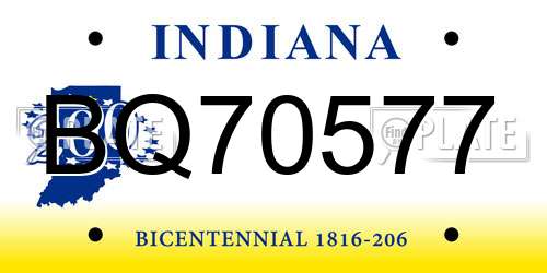 BQ70577 Indiana License Plate