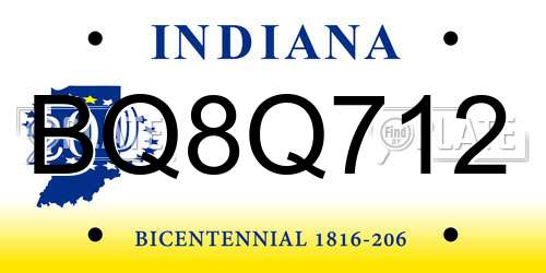BQ8Q712 Indiana License Plate