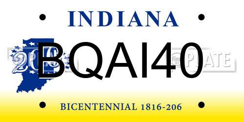 BQAI40 Indiana License Plate