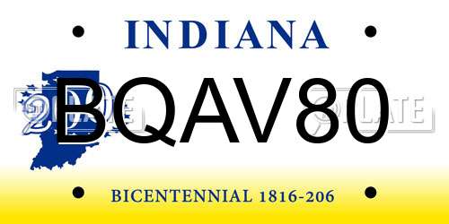 BQAV80 Indiana License Plate