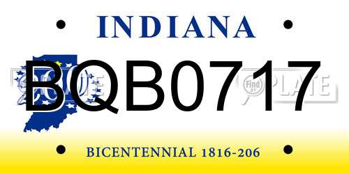 BQB0717 Indiana License Plate