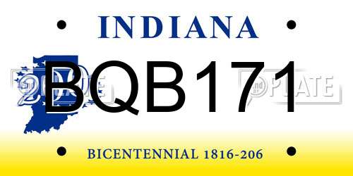 BQB171 Indiana License Plate