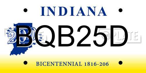 BQB25D Indiana License Plate