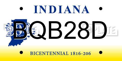 BQB28D Indiana License Plate