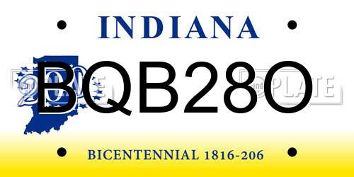 BQB28O Indiana License Plate
