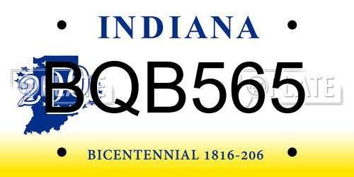 BQB565 Indiana License Plate