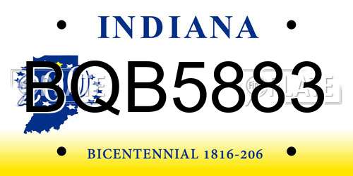 BQB5883 Indiana License Plate