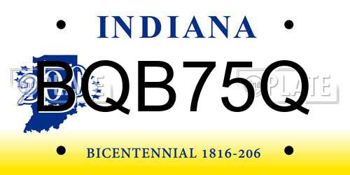 BQB75Q Indiana License Plate