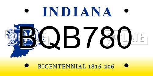 BQB780 Indiana License Plate