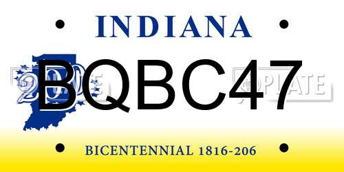 BQBC47 Indiana License Plate