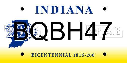 BQBH47 Indiana License Plate