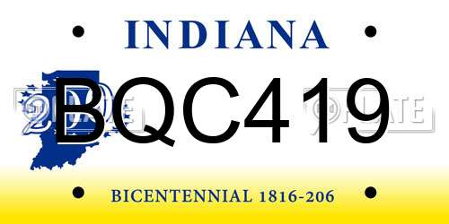 BQC419 Indiana License Plate