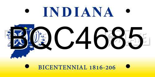 BQC4685 Indiana License Plate