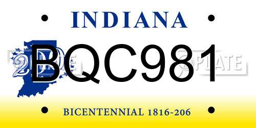 BQC981 Indiana License Plate