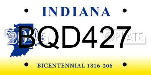 BQD427 Indiana License Plate