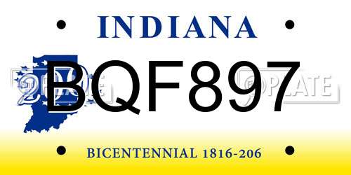 BQF897 Indiana License Plate