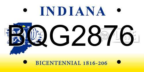 BQG2876 Indiana License Plate