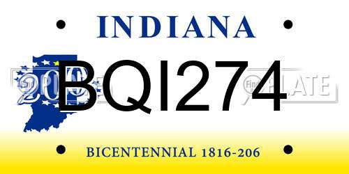 BQI274 Indiana License Plate