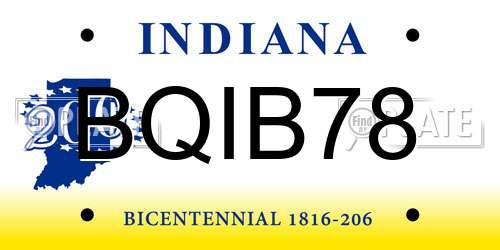 BQIB78 Indiana License Plate