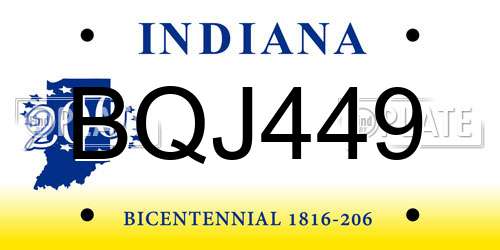 BQJ449 Indiana License Plate