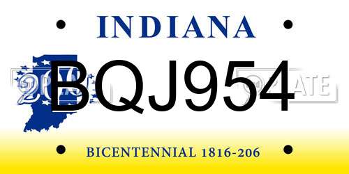 BQJ954 Indiana License Plate