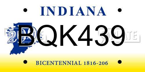 BQK439 Indiana License Plate