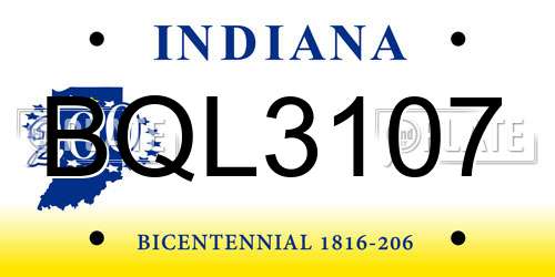 BQL3107 Indiana License Plate