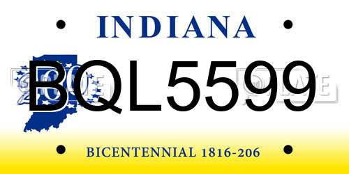 BQL5599 Indiana License Plate