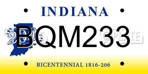 BQM233 Indiana License Plate